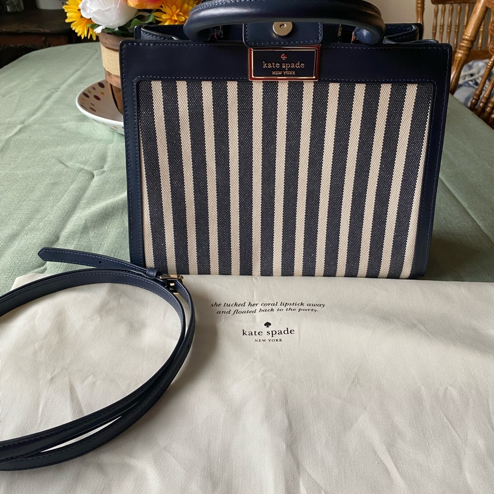 Kate Spade Navy and Cream Striped Women's Bag